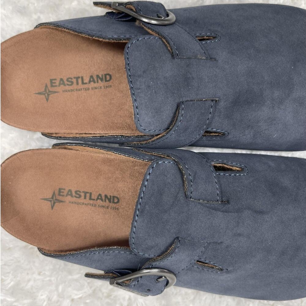 Eastland Gina Clogs Navy Blue Shoes Buckle Slip On Comfort Womens Size 9 Soft - Picture 6 of 12